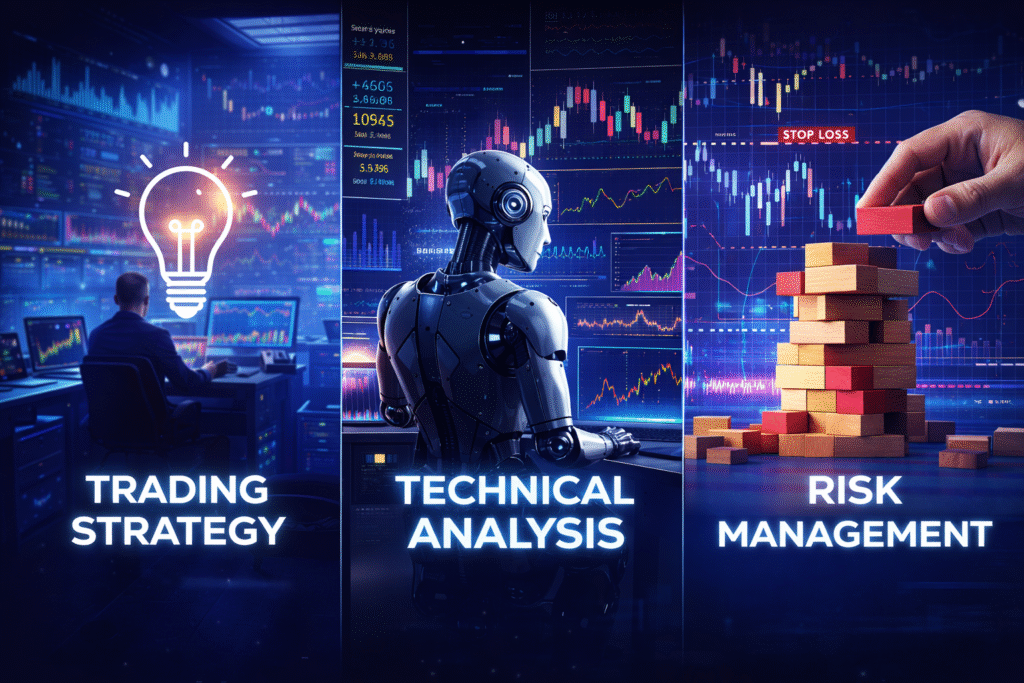 How to trade stocks using trading strategy, technical analysis, and risk management principles